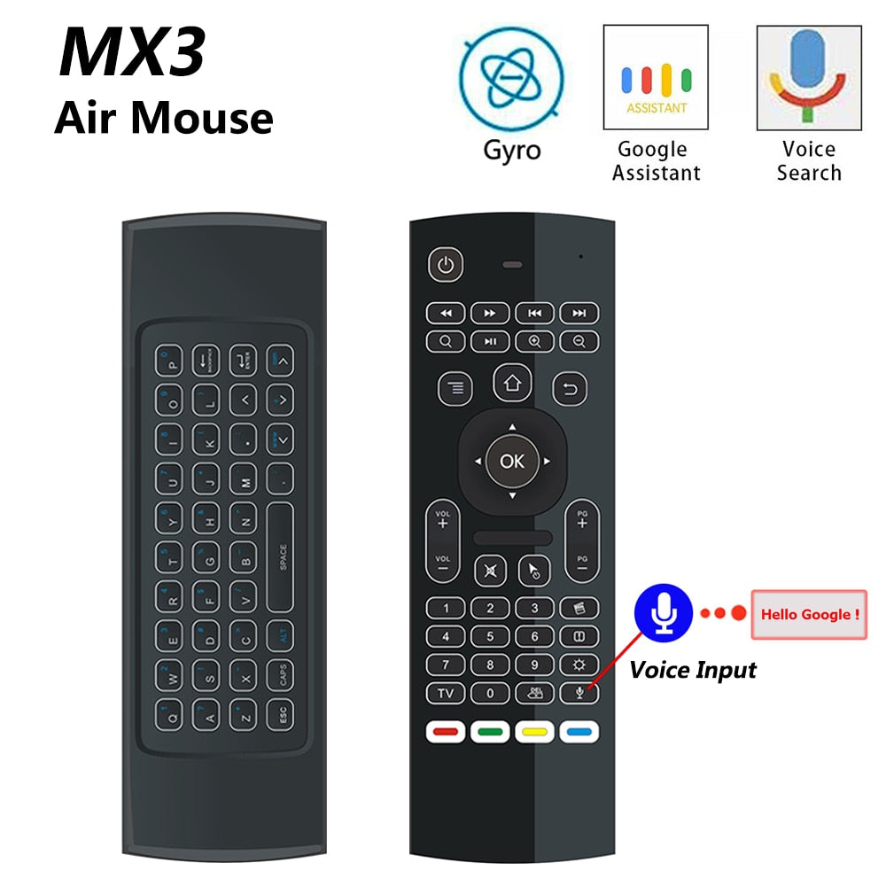 MX3 Backlit Air Mouse Voice Remote 2.4G Keyboard for Android TV