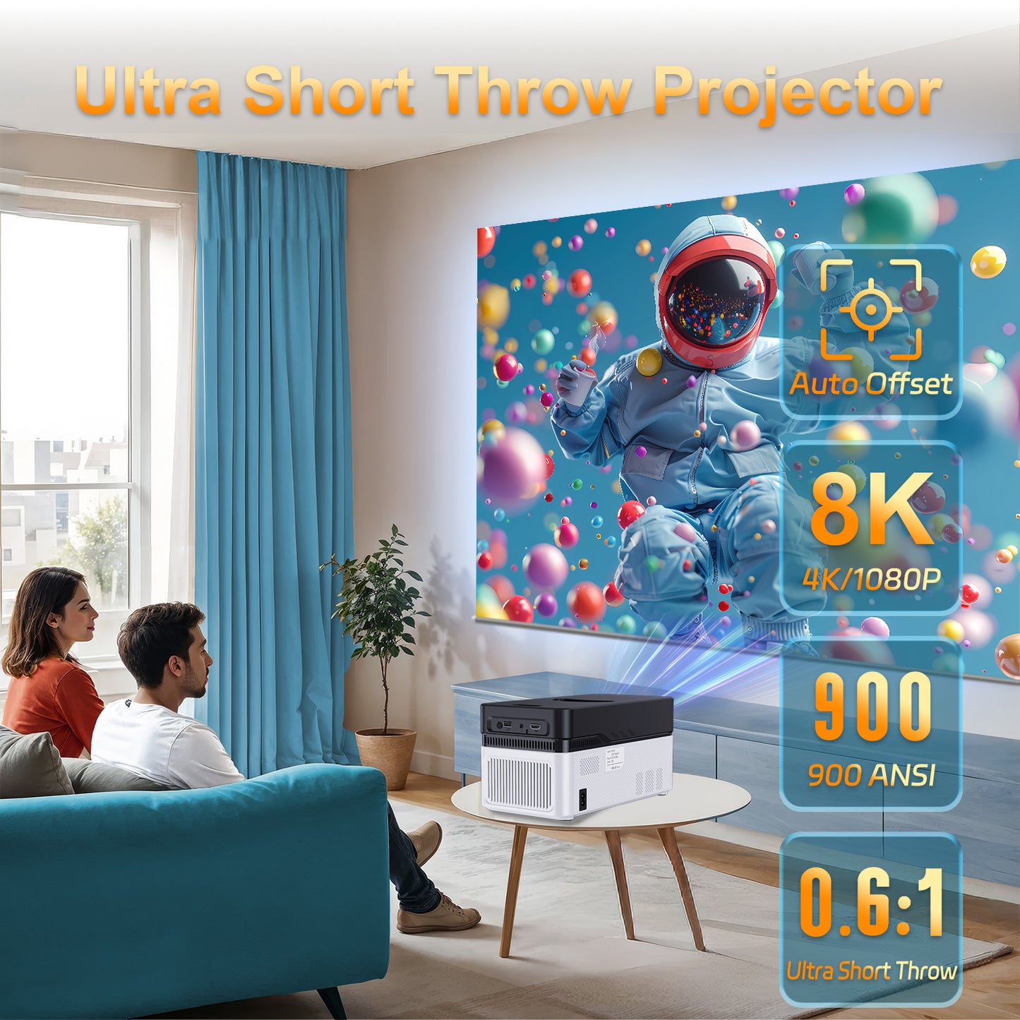 Ultra-short Focus 8k Smart 1080p Projector